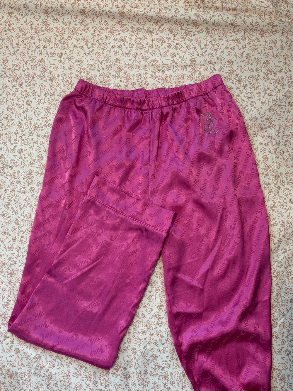 Juicy Couture Hot Pink Satin Logo Track Pants